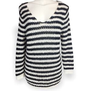 Dana Buchman Black & white stripe sweater Sz L